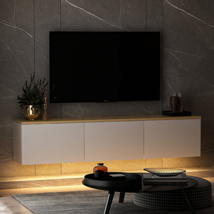 Hanah Home Soporte para TV Neon - White v2 Blanco y Roble